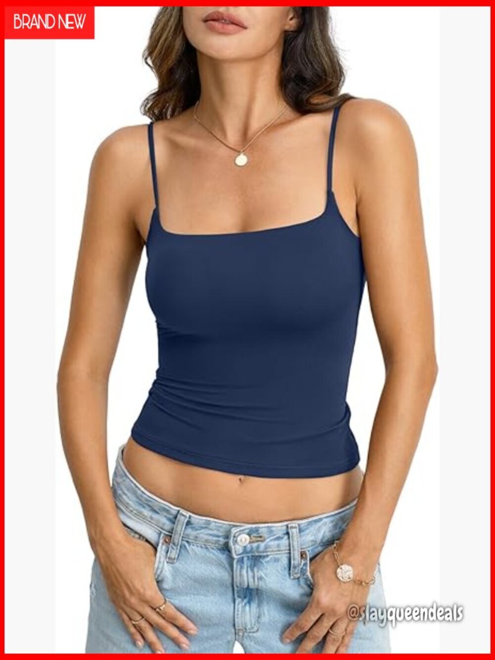 Double Lined Crop Tank Top Adjustable Spaghetti Strap Slim Fit Camisole